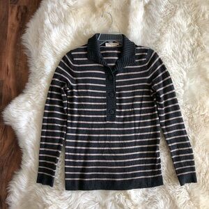 Tory Burch Stripe Wool Cashmere Button Sweater XS